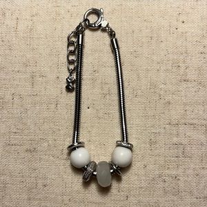 💚SKAGEN stainless steel silver white beaded bracelet